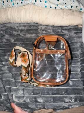 BOSTANTEN Clear Sling Bag Stadium Approved Crossbody Purse with Patterned Guitar